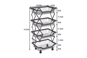 Heavy Duty Foldable Mobile Storage Rack Multi-Layer Wire Shelf with Wheels Space-Saving for Home Kitchen Bathroom