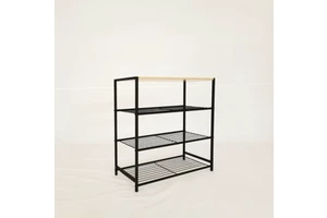 Wholesale Black 4-Tier Metal Multifunction Space-Saving Modern Shoe Rack Easy Assembly for Home Use Living Room Bathroom Storage