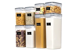 Wholesale 8pcs Set Dry Food Storage Containers Sets Airtight Plastic Cereal Container Box for Pantry & Kitchen Organizer