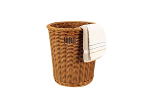 Hotel Room Plastic Rattan Dirty Clothes Basket Woven Household Laundry Storage Basket With High Visibility For Clothes