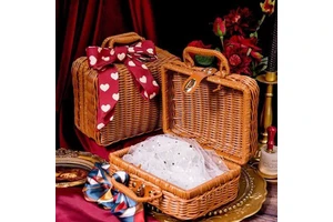Handmade Mid-Autumn Gift Box Rattan Suitcase and Plastic Basket Woven Wicker Crafts for Photos and Hand Gifts