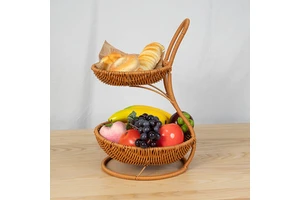 Creative PP Rattan Handmade Woven Multi-layer Fruit Tray & Snack Candy Bread Storage Basket