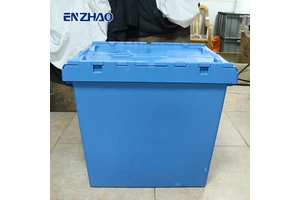 Nesting Container Stackable Plastic Storage Lid Box Industrial Plastic Storage Box With Hinged Lid Connection For Farm Shipment