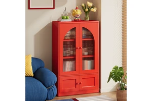 Multi-Functional Durable Steel Living Room Storage Cabinet With Glass Door Display