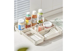 Drawer Combine Organizer Basket Family Hollow Storage Tray Set Stackable Eco-Friendly PP Material for Kitchen Cosmetic Sundries