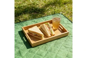 2025 Factory Customization Novelty Bamboo & Wooden Sofa Arm Serving Tray with Handles for Home Hotel Bathroom Jewelry Storage