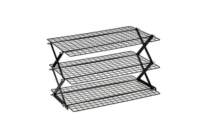 YIGO Stocked Stackable Foldable Metal Kitchen Storage Rack Pantry Spice Organizer Three-Layer Shelving Standing Type