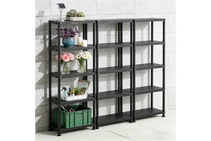 Black 5 Layer Storage Heavy Duty Plastic Storage Multi Layer Salon Shelves White Plastic Shelf Kitchen Shelf
