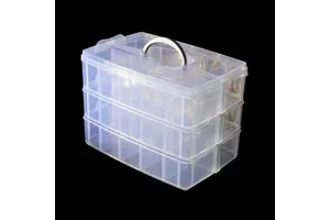 High Quality 30 Grids Transparent Multi Layer Plastic Storage Box with Handle and Lid