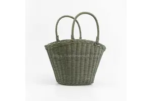 Viettime Craft Unique Rattan Shopping Basket Handles Wicker Storage Hand Basket Customized Size Multifunctional Round/Oval Shape