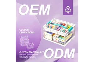 JX Hot-selling Transparent Plastic Handicraft Supplies Storage Box Large-capacity Book Box Toy Sundries Foldable Box