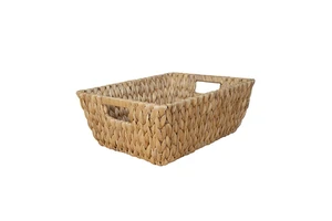 Factory Custom Modern Rectangle Eco-Friendly Water Hyacinth Storage Boxes Bins Handles for Multi-Purpose Use Living Room Kitchen
