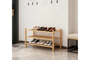 Bamboo Three-tier Detachable Lightweight Modern Floor Shoe Rack Multi-purpose Storage for Entryway