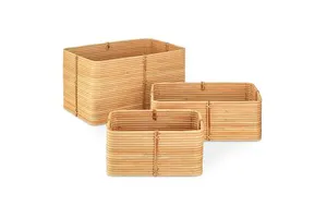 Wholesale Best Selling 2023 Premium Neat Method Reeded Rattan Baskets - Boho Chic Storage, Handwoven Natural Craft