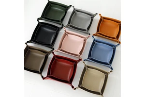 Multi Colors Faxu Leather Snap Storage Tray
