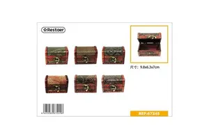 Restaer Antique Imitation Wooden Rectangular Decorative Storage Box with Standing Design 9.8*6.3*7cm-Gift Accessory