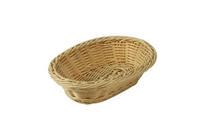 Handmade Plastic Imitation Rattan Bread Basket Kitchen Food Use Woven PP Material Storage For Fruit Vegetable Snack