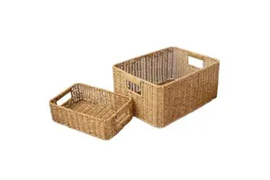 Manufacture 100% Handmade PP Rattan Storage Basket Custom Multipurpose Sundries Organizer Rectangle Wicker Box For Home Deco