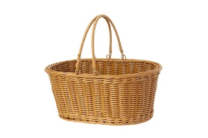 Wholesale Stackable Wicker Plastic Rattan Storage Gift Baskets with Handle Multifunctional High-capacity for Home Decor and Toy