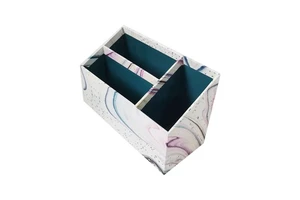 Custom Decorative Craft Paper Box Eco-friendly Cardboard Desk Organizer Pen Holder With Dividers Storage Holder