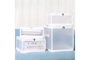 Foldable Plastic PP Storage Containers Single-Tier Rectangle Organizer for Clothes and Toys for Home Sundries Wardrobe Storage