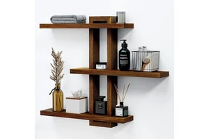 Multi-layer Bamboo Stainless Steel Modern Stylish Wall-mounted Shelf Multi-purpose Storage Cosmetics Organizer Living Room