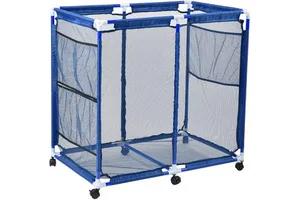 Customized Pool Storage Bin Containers Rolling Pool Storage Mesh Basket Organizer With Nylon Mesh Basket Large Capacity