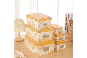 Set of 12 Eco-Friendly Waterproof Decorative Cardboard Storage Boxes with Free Superposition Handles Lid Base Shape for Home Use