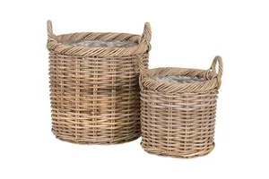Natural Brown Rattan Circle Storage Basket Handmade Eco-Friendly Modern Flexible Design Decorative Basket for Home Storage