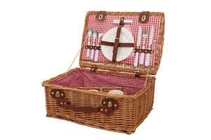 Willow Hamper Red Rattan For 4 People Travel Useful Wholesale With Lid Baskets Cover Weaving Wicker Picnic Storage Basket Set