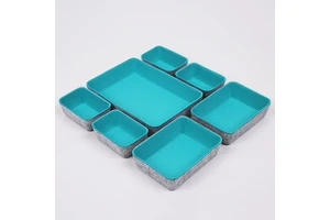 High Quality 7-Piece Plastic Felt Drawer Organizer Tray Double-Tiered Multifunction Storage for Shallow Desk Drawers 7 Pack