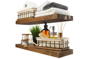 Eco-friendly Natural Wooden Floating Shelf for Living Room Wall Sustainable Home Decor