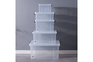 Durable Transparent PP Rectangular Storage Box Container Lid Handle Design Waterproof Dishwasher Safe for Convenient