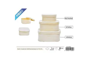 Pack of 3 Home Decorative Storage Baskets 14.5*14.5*6.5cm Plywood Boxes