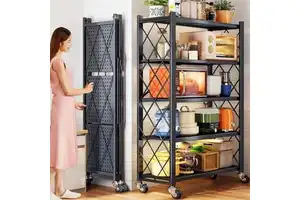 Foldable Kitchen Shelf Metal Wire Pantry Storage Rack Organizer Heavy Duty Adjustable Tableware Stand ForHome Bathroom Wholesale