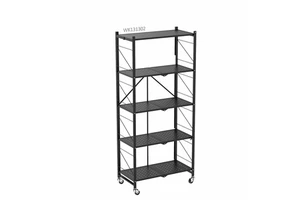 5 Tier Foldable Storage Shelf Rack Kitchen Organizer Portable Display Rack Storage Holders & Racks