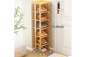 Durable Bamboo Tall Skinny Shoe Rack Sustainable Sturdy Aesthetic Shoe Storage for Long-Term Use