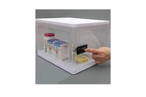 Cell Phone Medicine Refrigerator Food Tablet Pad Transparent Plastic Storage Box With Combination Lock