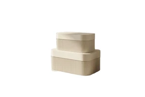 Rattan Decorative Storage Box with Lid, Woven Organizer for Home & Bookshelf