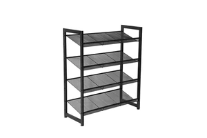 Stackable 4 Tier Shoe Rack Angled Stackable Shoe Rack Shelf Metal Mesh Shoe Storage Rack for Home