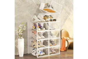 Clear Drawer PET Plastic Storage Transparent Thickened Shoe Boxes Stacking Sneaker Foldable Organizer Minimalist Design