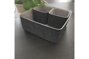 Home Desktop Wool/Polyester Knitted Abrasion-Resistant Storage Box Set Large Capacity Office Tray Snacks Coffee Table Partition