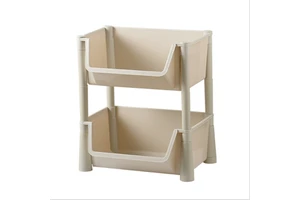 799Two Floor,Kitchen Rack Multi-storey Design Can Stack Bathroom Dirty Clothes Plastic Kitchen Storage Shelf Rack with Wheels