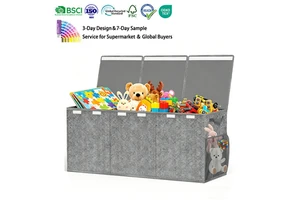 Custom Large Capacity Double Compartment Kids Toy Storage Box Modern Household Organizer Foldable And ReusableToy Storage Bin