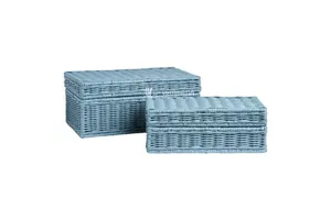 Handmade Blue Rattan Basket, for Stylish Home Storage, Mix Color Set Wicker Box Viettimecraft Handicraft