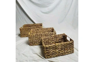Large Size Rustic Wicker Basket with Lid | Rattan Storage Bin, Rattan Laundry Basket for Home Hotel Resort Furniture Decoration