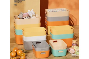 High Quality Modern Eco-Friendly Waterproof Plastic Basket Storage Box with Handle for Kitchen Bathroom & Wardrobe-3 Sizes