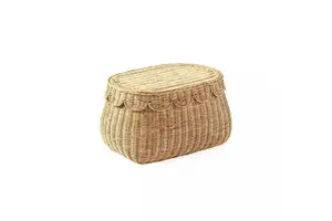 Wicker Rattan Scallop Baskets Natural Set of 2 Rattan Scallop Baskets