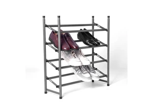 4-Tier Expandable Shoe Rack,Adjustable Shoe Shelf Storage Organizer Heavy Duty Metal Free Standing Shoe Rack for Entryway