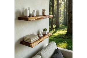 Factory-direct-sale Wall-mounted Rural Wooden Floating Shelves for Home Decoration with Movable Edges for Rural-style Wall Racks